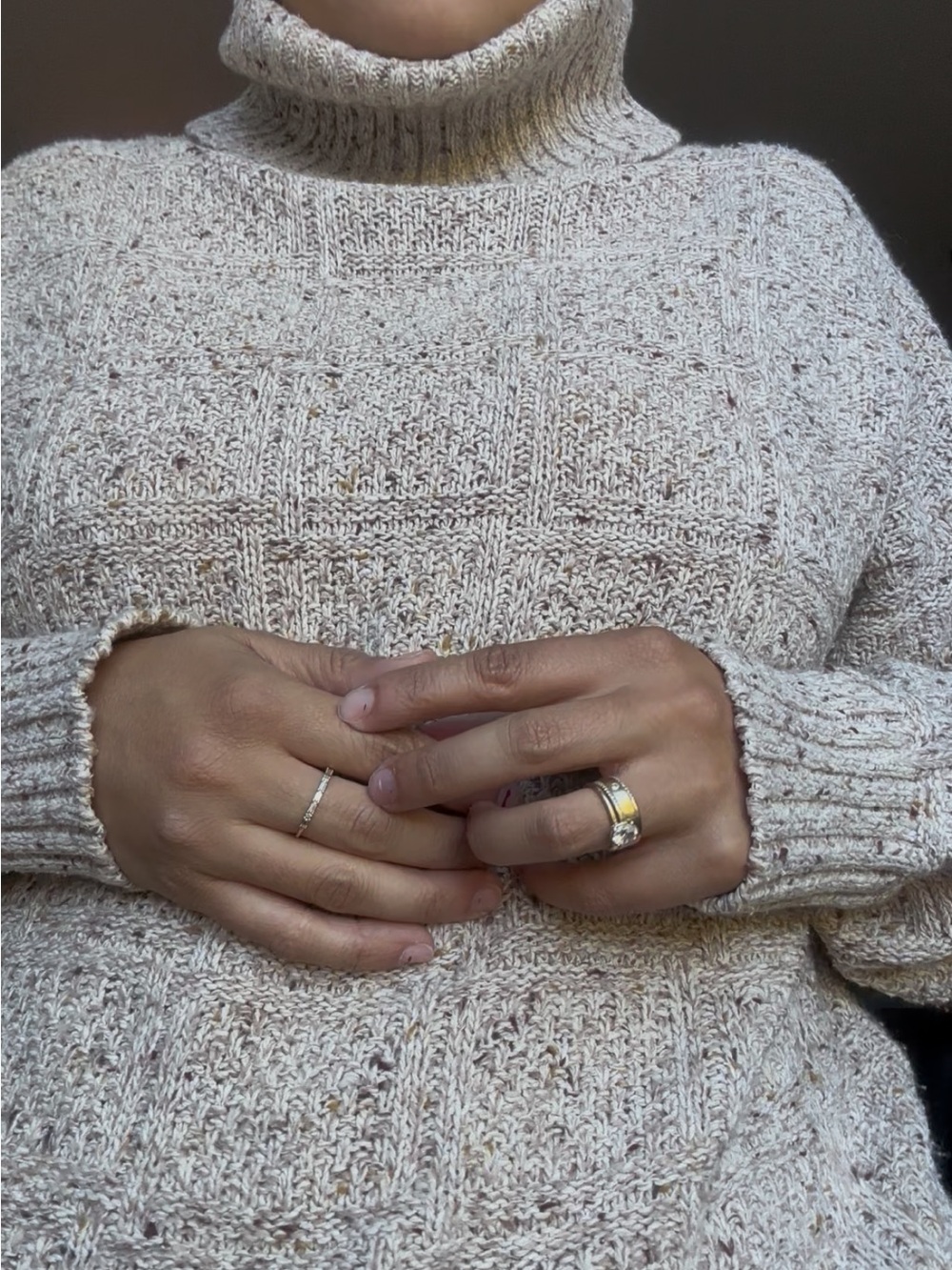 Cozy Knit Cowl Neck Sweater in Beige-Cream - Picture 3 of 5